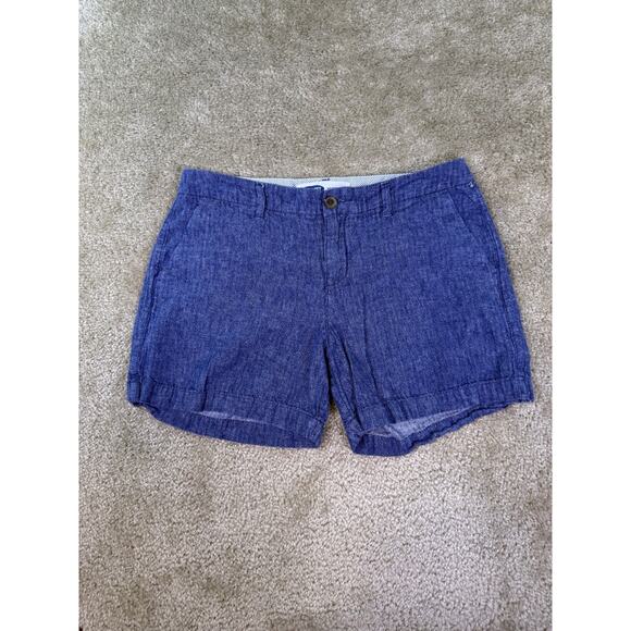 Old Navy Everyday Shorts Blue Chino Linen Blend Mid Rise Women’s Size 6 E213 - Picture 1 of 10